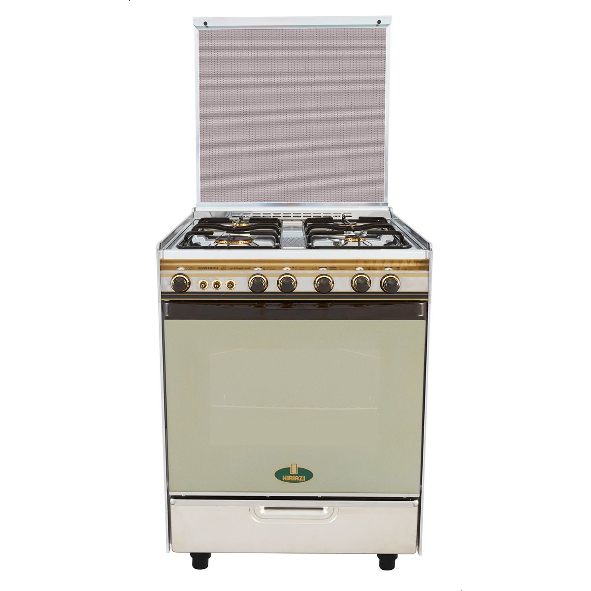 Kiriazi Gas Cooker 4 Burners, Silver - 6400 Kiriazi Gas Cooker 4 Burners, Silver - 6400